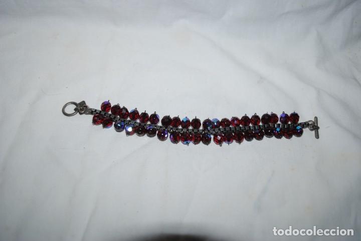 Joyeria: ANTIGUA PULSERA DE CRISTAL COLOR CORINTO . - Foto 2
