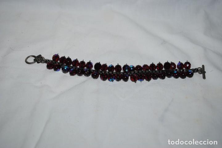 Joyeria: ANTIGUA PULSERA DE CRISTAL COLOR CORINTO . - Foto 3