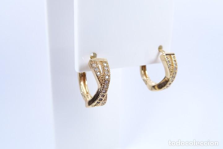 Joyeria: Pendientes en oro de 14k en forma de aro con piedras talladas - Foto 5
