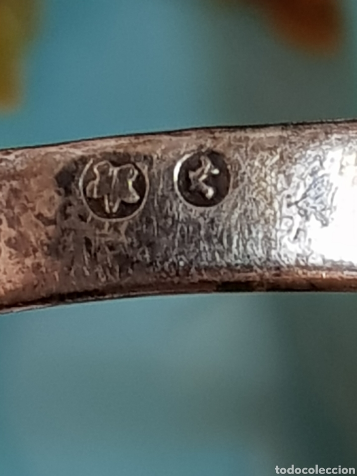 Joyeria: Anillo antiguo en plata de ley contrastada con cabuj&oacute;n turquesa . - Foto 4