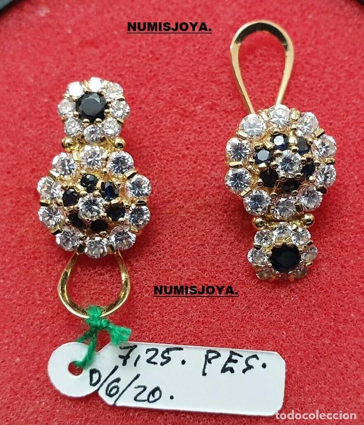 Schmuck: PRECIO DE OCASI&Oacute;N. Pendientes VINTAGE de Oro amarillo de 18 quilates Zafiros y circonitas. 7,25 gr.