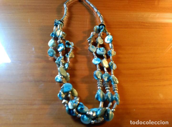 Joyeria: COLLAR ESTILO ETNICO EN PLATEADO Y AZUL. - Foto 1