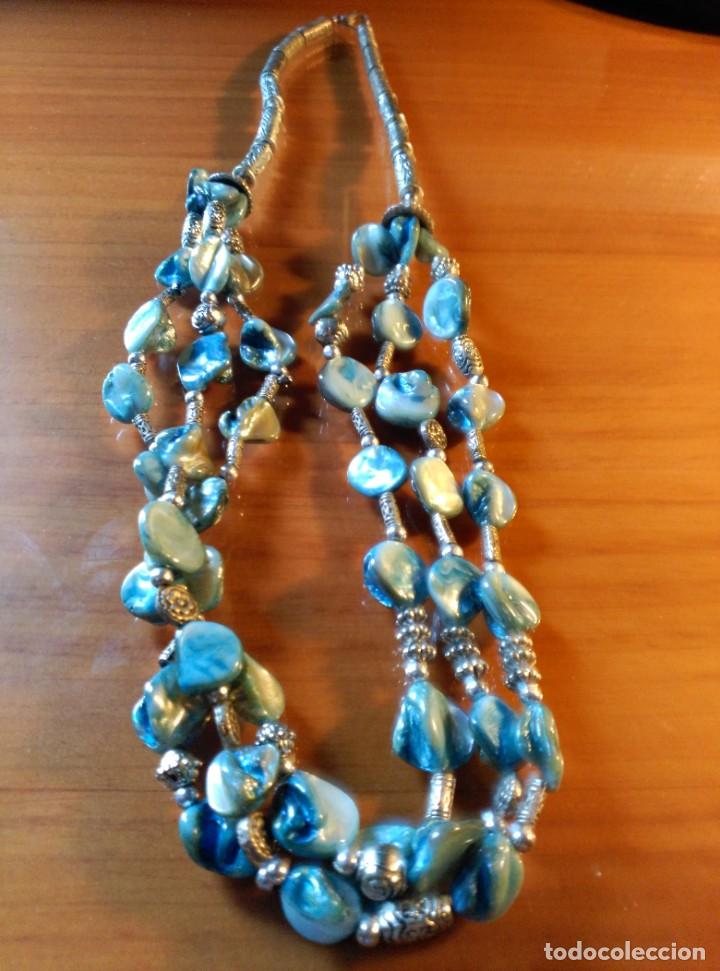 Joyeria: COLLAR ESTILO ETNICO EN PLATEADO Y AZUL. - Foto 2
