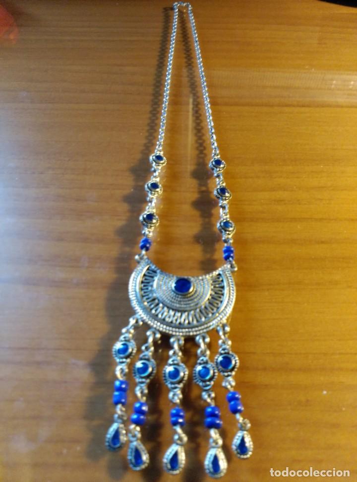 Joyeria: COLLAR BOHO CHIC PLATEADO CON CUENTAS PL&Aacute;STICO COLOR LAPISL&Aacute;ZULI - Foto 2