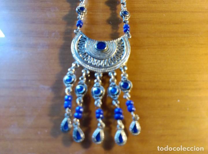 Joyeria: COLLAR BOHO CHIC PLATEADO CON CUENTAS PL&Aacute;STICO COLOR LAPISL&Aacute;ZULI - Foto 3