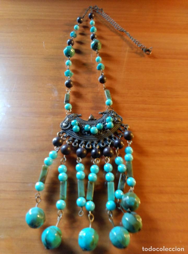 Joyeria: COLLAR BOHO CHIC CON TURQUESAS DE PL&Aacute;STICO Y METAL. - Foto 1