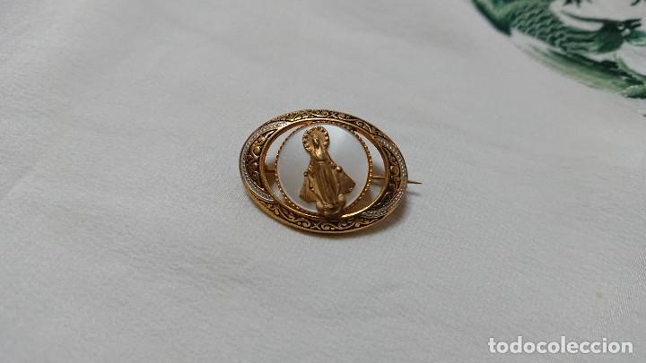 Joyeria: ANTIGUO BROCHE CON LA VIRGEN - Foto 1