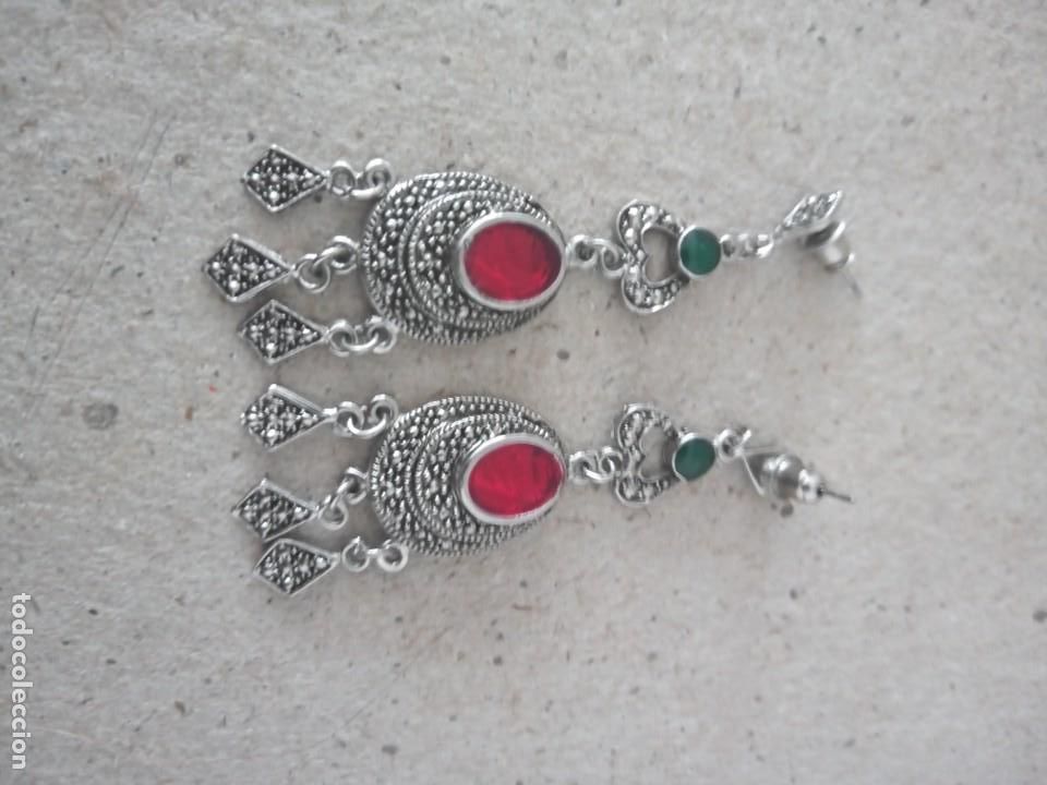 Schmuck: PENDIENTES ANTIGUOS DE METAL Y PIEDRAS. M2 62