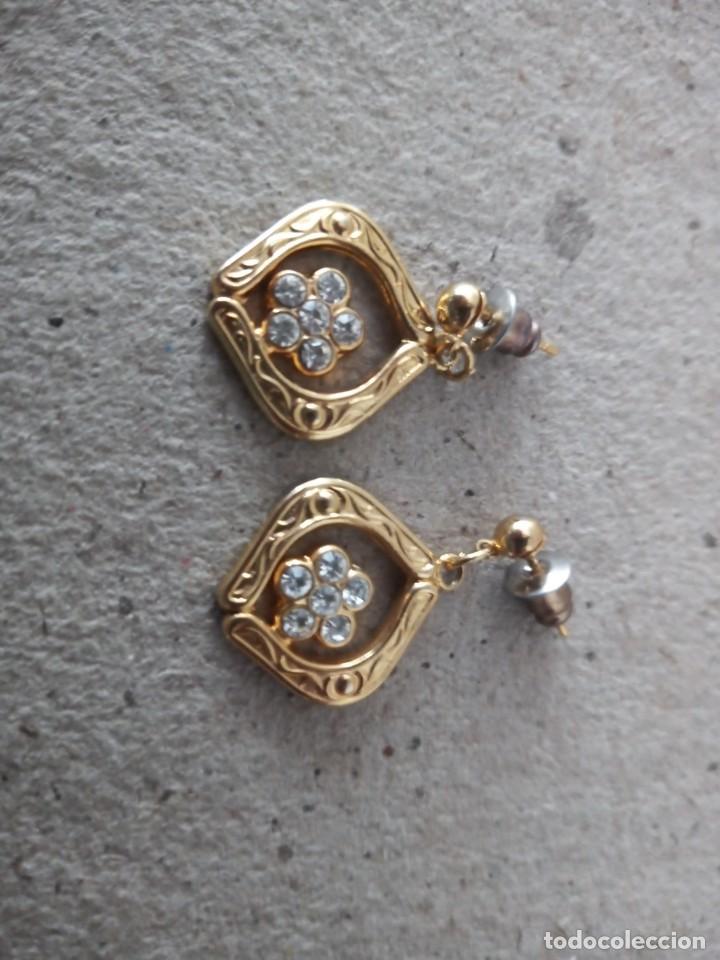 Joyeria: BONITOS PENDIENTES ANTIGUOS PLAQUE ORO Y PIEDRAS M2 56