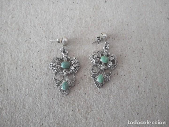 Joalharia: BONITOS PENDIENTES ANTIGUOS DE METAL Y PIEDRAS M2 73