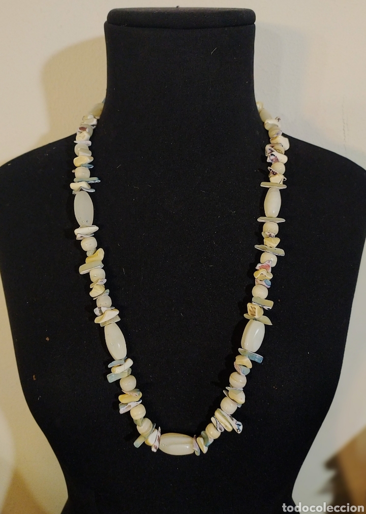 Joyeria: Collar de agatas blancas con separadores de nacar - Foto 1