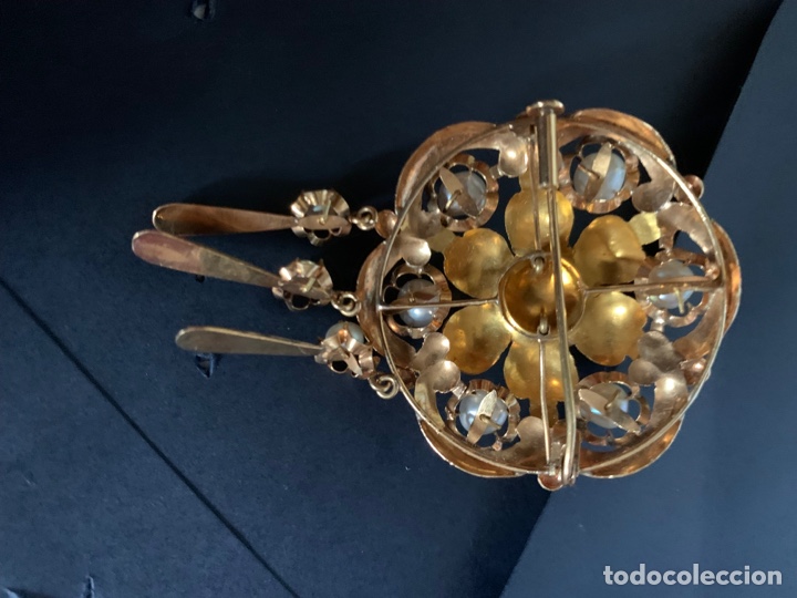Grande Broche Isabeline En Or Et Diamants, Espagne XIXe Siècle - Bijou Ancien