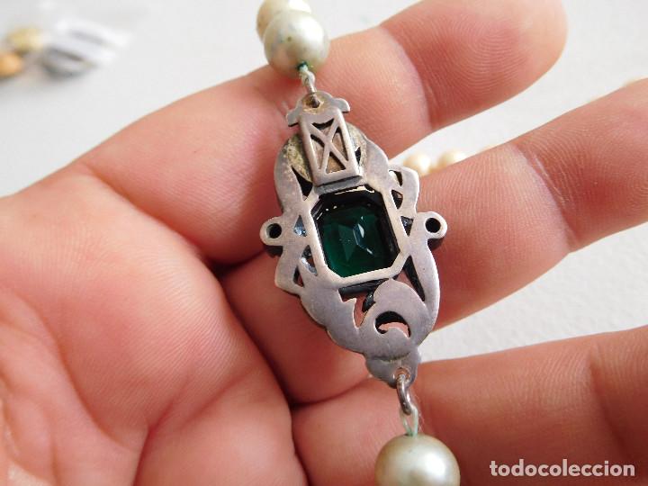 Joyeria: Collar de perlas antiguo con cierre de plata y piedras - Foto 4
