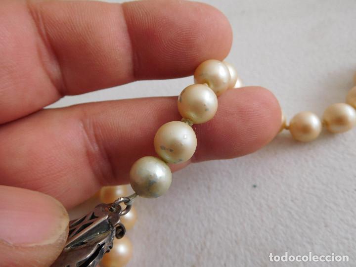 Joyeria: Collar de perlas antiguo con cierre de plata y piedras - Foto 5