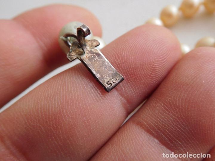 Joyeria: Collar de perlas antiguo con cierre de plata y piedras - Foto 8