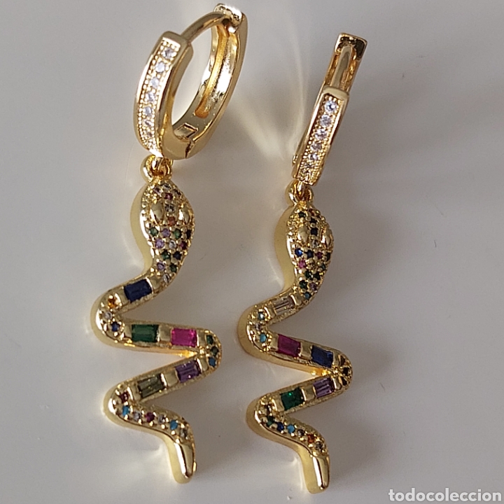Joyeria: MAGN&Iacute;FICOS PENDIENTES EN FORMA DE SERPIENTE Y CON CIRCONITAS DE COLORES. REF S2 EOS PENDIENTES - Foto 3