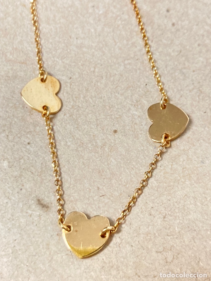 Joyeria: Pulsera de plata chapada oro detalles 3 corazones - Foto 3