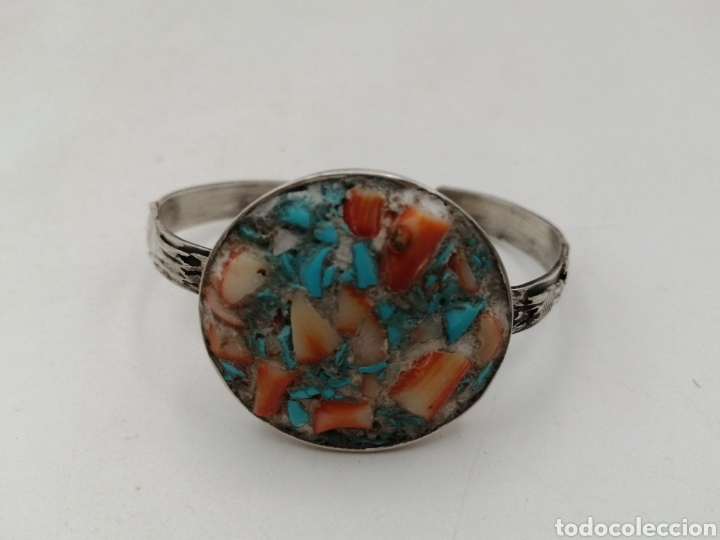 Joyeria: Pulsera brazalete plata de ley coral y turquesa - Foto 4