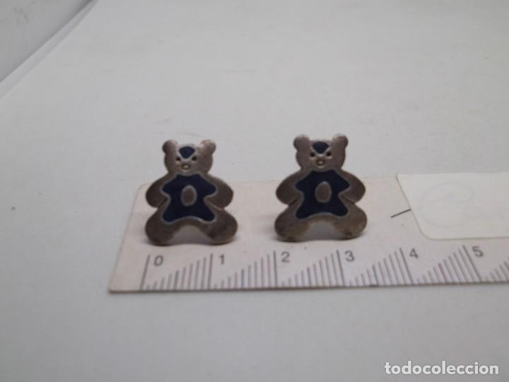 Joyeria: Pendientes oso azul en plata matizada. - Foto 2