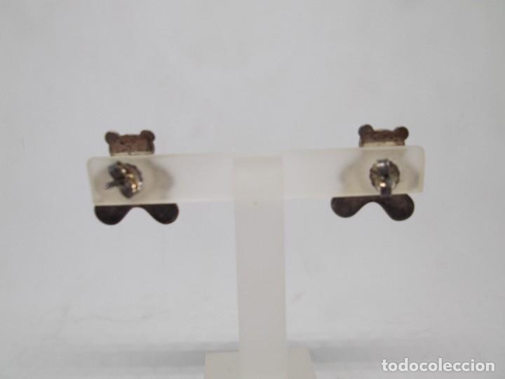 Joyeria: Pendientes oso azul en plata matizada. - Foto 3