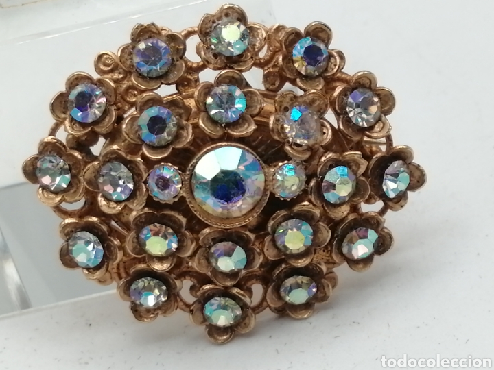 Joyeria: Broche lat&oacute;n dorado y strass - Foto 1
