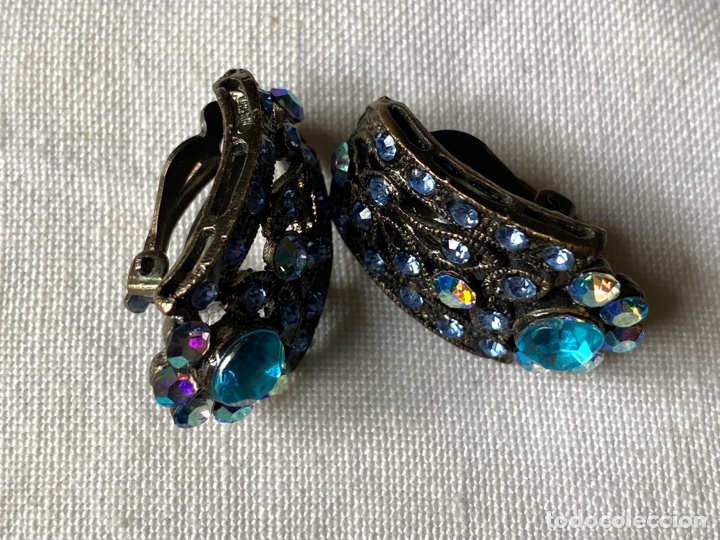 Joyeria: Pendientes vintage de cristales azules - Foto 4
