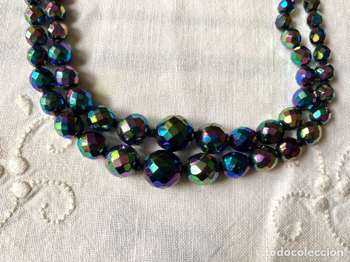 Joyeria: Antiguo Collar doble vuelta y cristales irisados - Foto 2