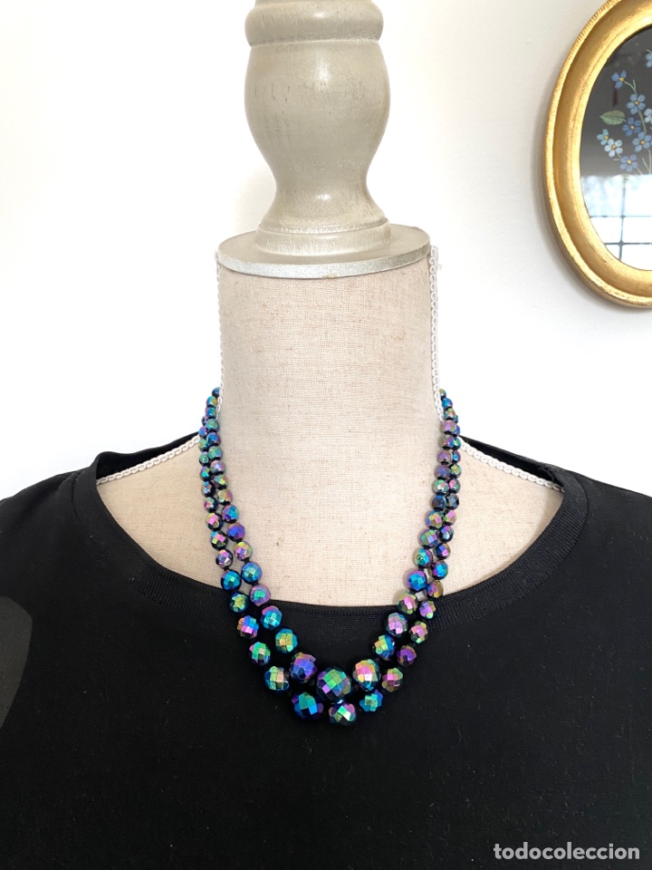 Joyeria: Antiguo Collar doble vuelta y cristales irisados - Foto 5