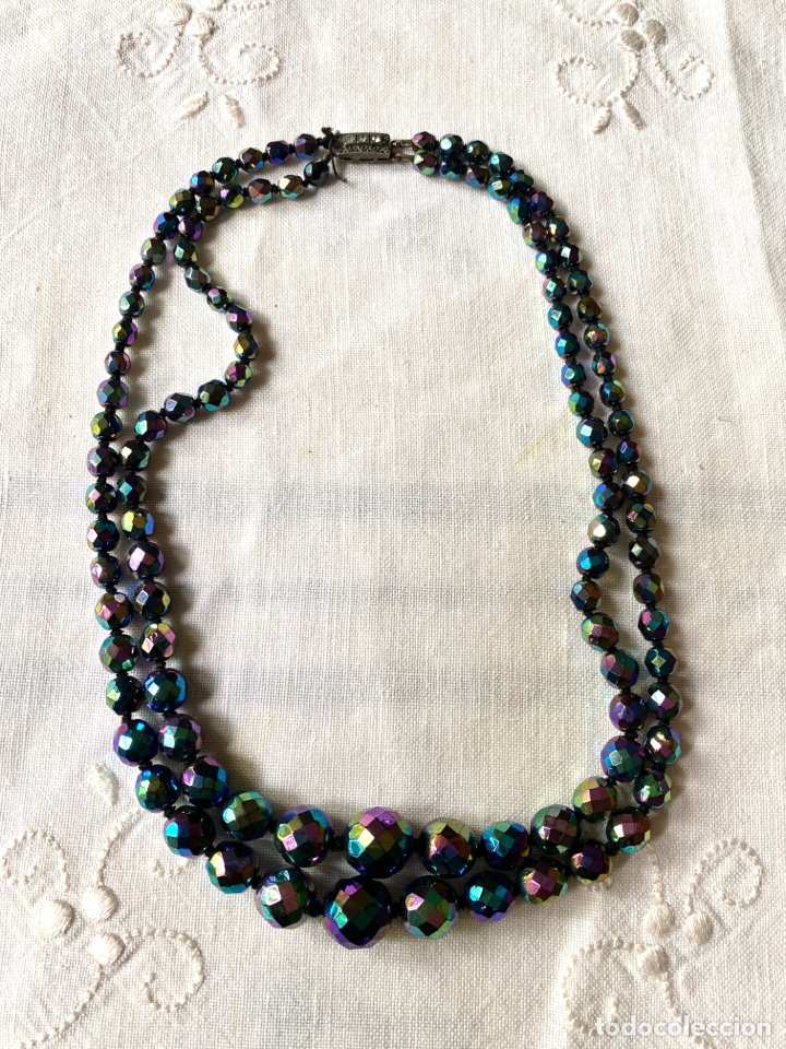 Joyeria: Antiguo Collar doble vuelta y cristales irisados - Foto 1