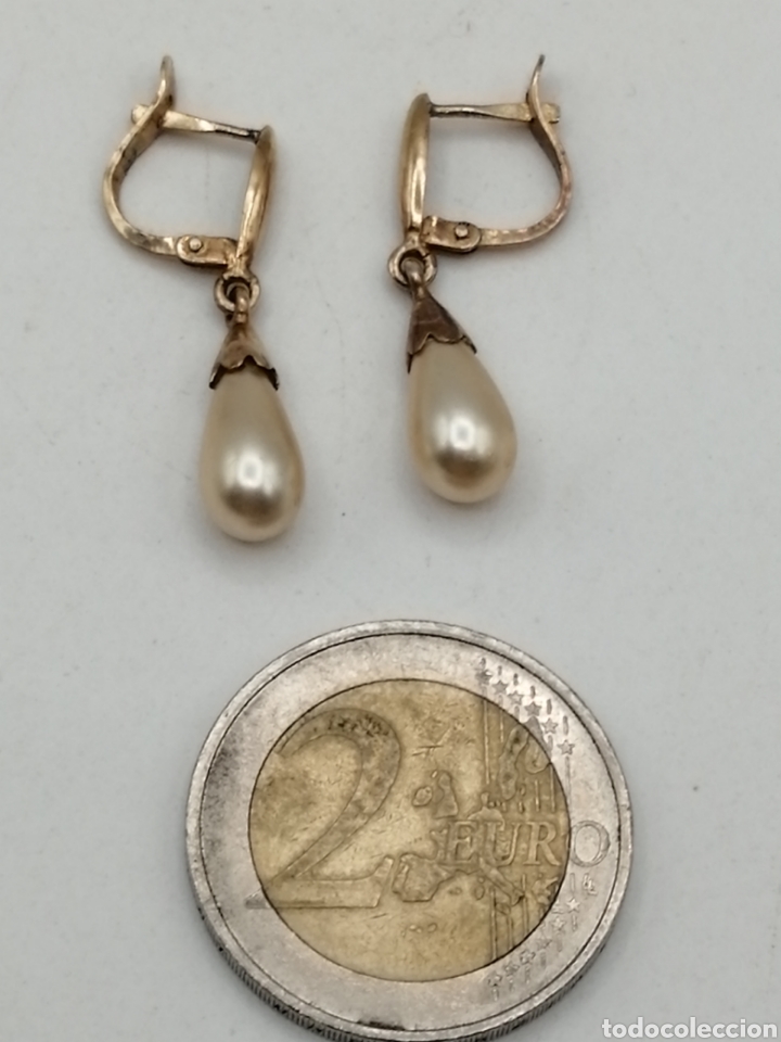 Joyeria: Antiguos pendientes plata chapado oro y perla - Foto 5