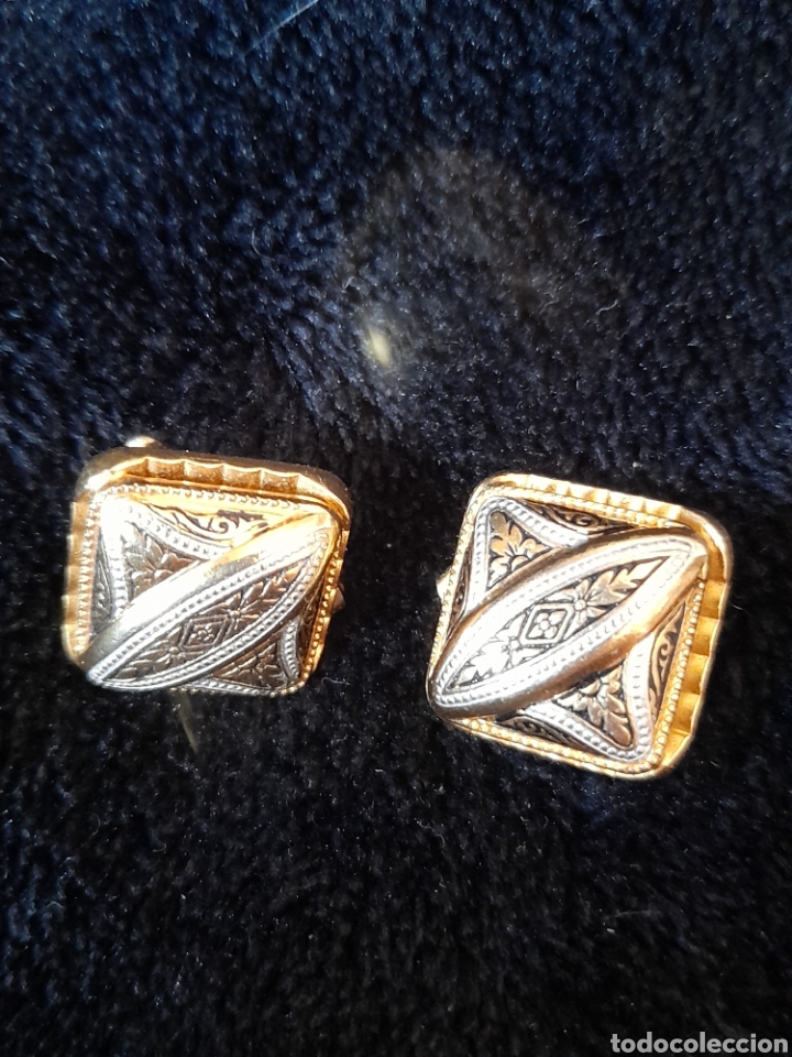 Joyeria: Antiguos pendientes damasquinados - Foto 1
