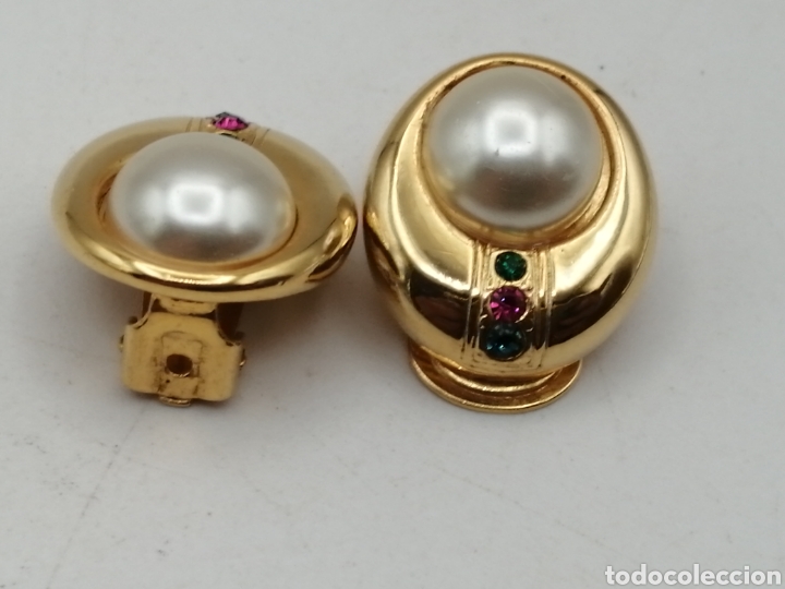 Joyeria: Pendientes metal enchapado oro perla y pedrer&iacute;a - Foto 2