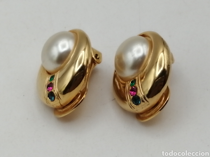 Joyeria: Pendientes metal enchapado oro perla y pedrer&iacute;a - Foto 4