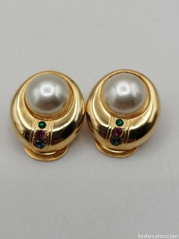 Joyeria: Pendientes metal enchapado oro perla y pedrer&iacute;a - Foto 1
