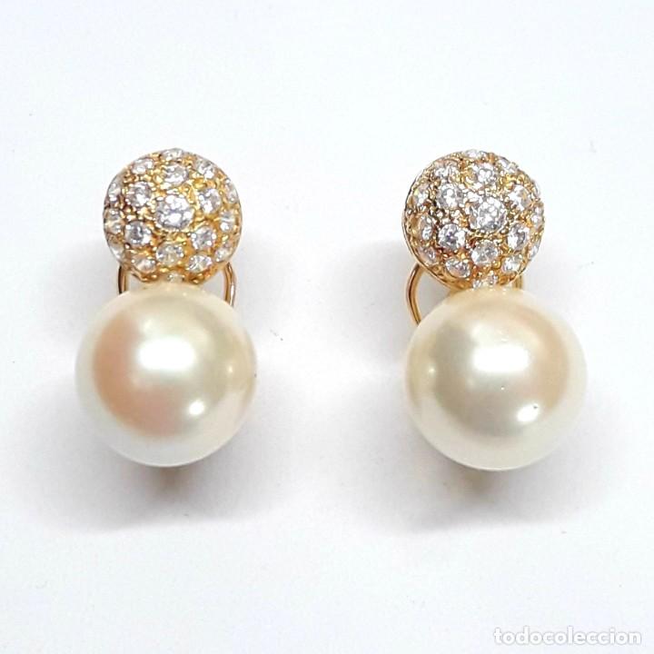 Joyeria: GRANDES PENDIENTES DE ORO DE LEY CON PERLAS - Foto 1