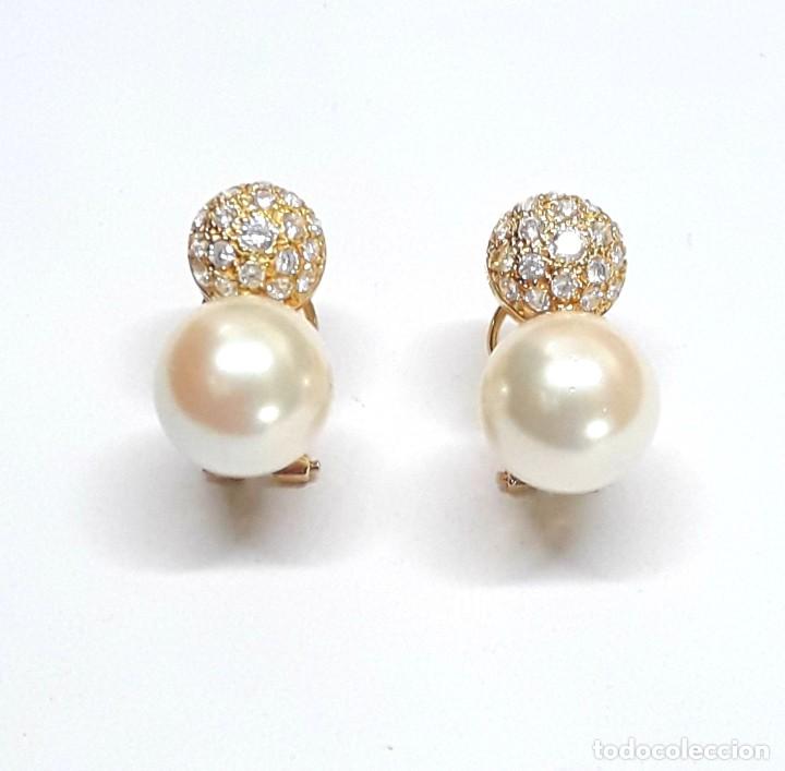 Joyeria: GRANDES PENDIENTES DE ORO DE LEY CON PERLAS - Foto 3