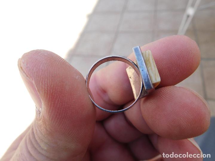 Joyeria: Anillo antiguo de plata y marfil - Foto 3