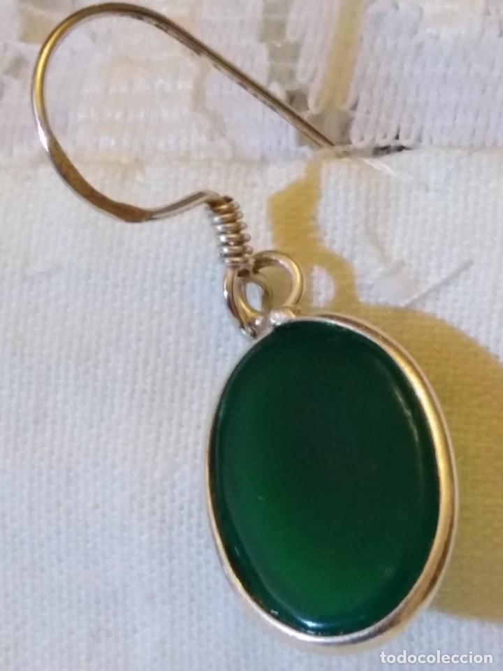 Joyeria: PENDIENTES DE ONIX VERDE NATURAL Y PLATA MACIZA (SIN USAR) - Foto 3