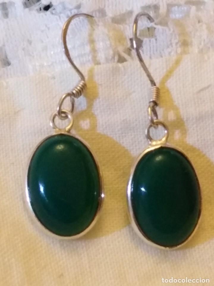 Joyeria: PENDIENTES DE ONIX VERDE NATURAL Y PLATA MACIZA (SIN USAR) - Foto 6