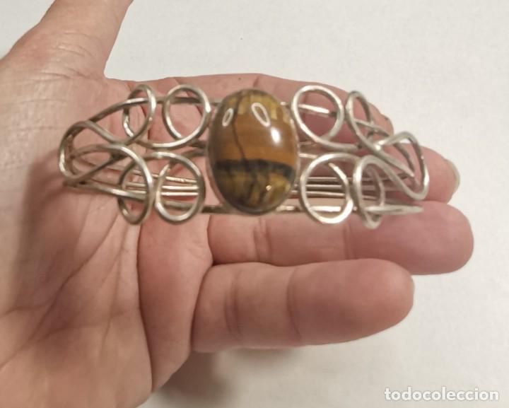 Joyeria: Brazalete en Plata de Ley con Ojo de Tigre - Foto 1