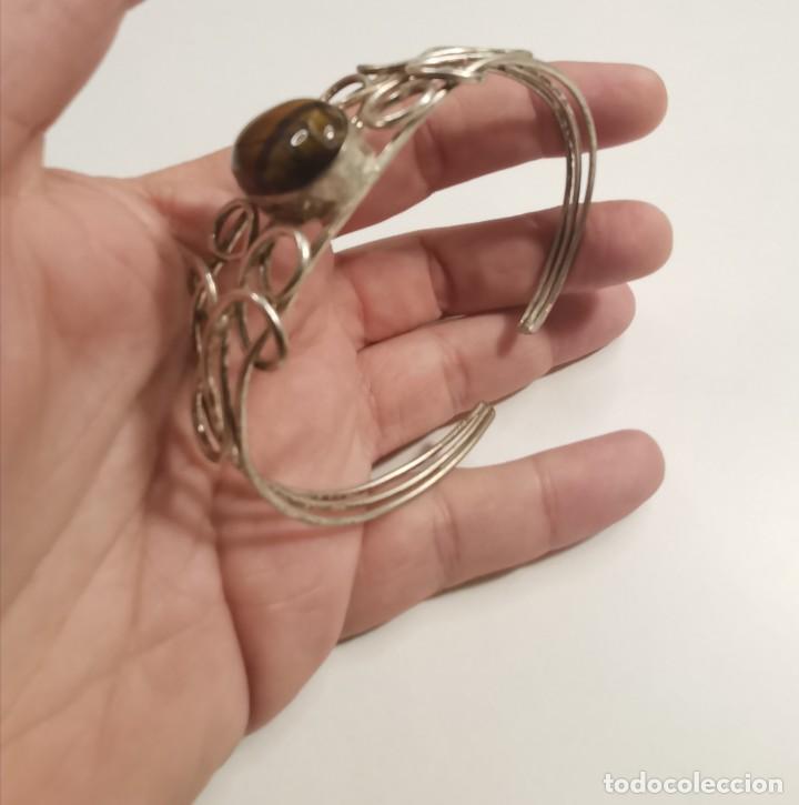 Joyeria: Brazalete en Plata de Ley con Ojo de Tigre - Foto 4