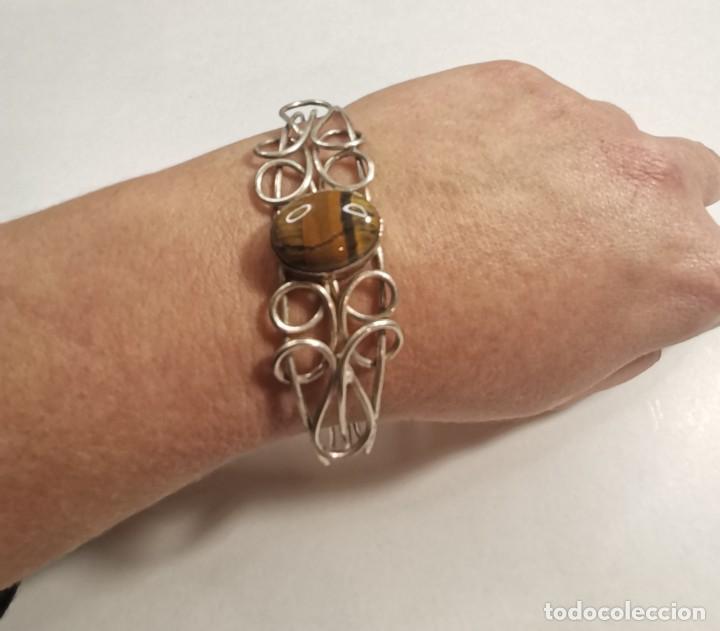 Joyeria: Brazalete en Plata de Ley con Ojo de Tigre - Foto 5