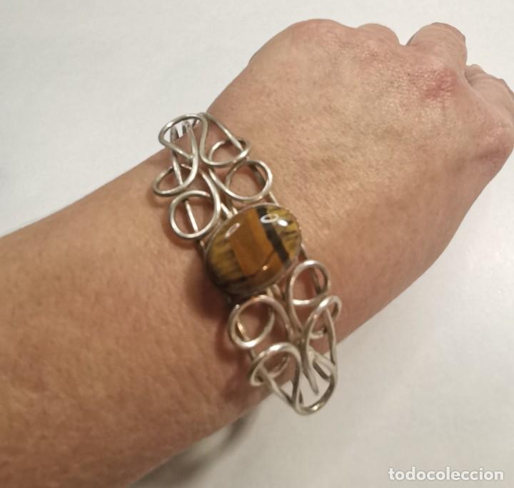 Joyeria: Brazalete en Plata de Ley con Ojo de Tigre - Foto 6