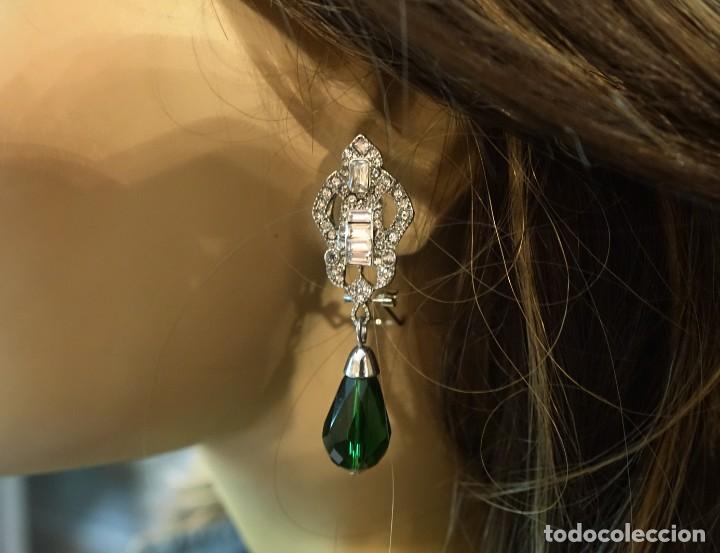 Joyeria: PENDIENTES BRILLANTES Y COLGANTE VERDE - Foto 1