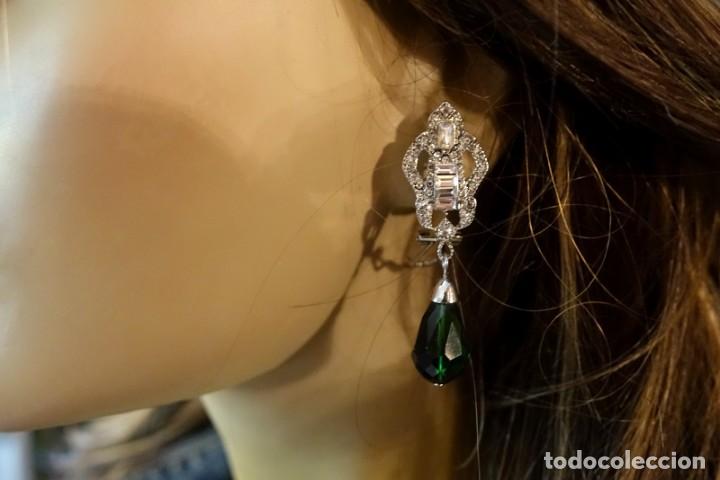 Joyeria: PENDIENTES BRILLANTES Y COLGANTE VERDE - Foto 3