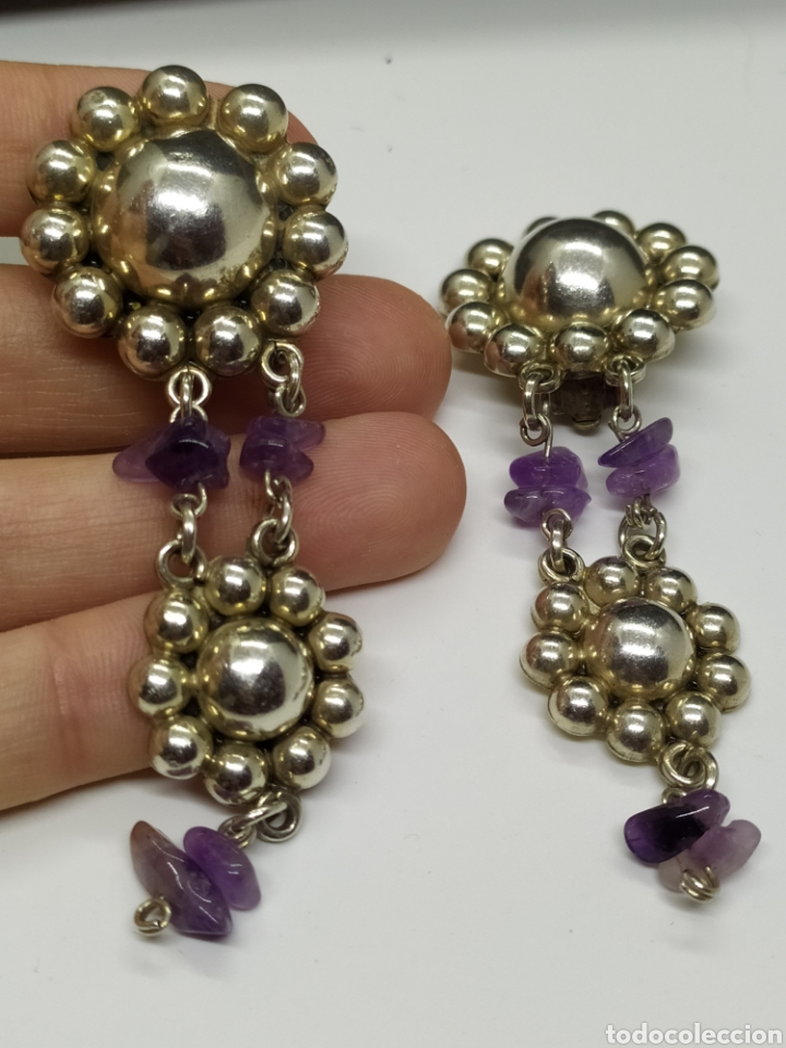 Joyeria: Pendientes de plata y amatista. M&eacute;xico. 925 - Foto 2