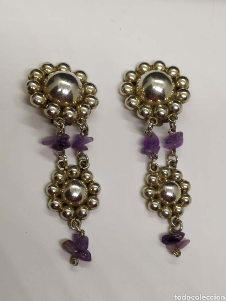 Joyeria: Pendientes de plata y amatista. M&eacute;xico. 925 - Foto 1