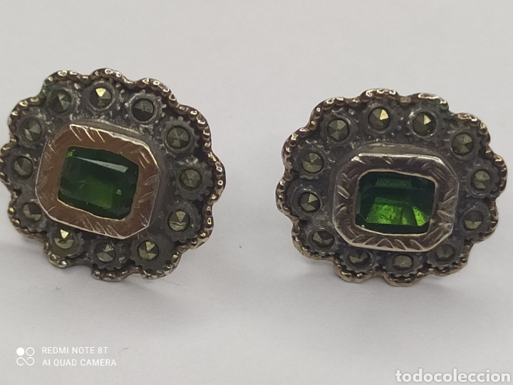Joyeria: Pendientes de plata marquesitas y piedras verdes - Foto 8