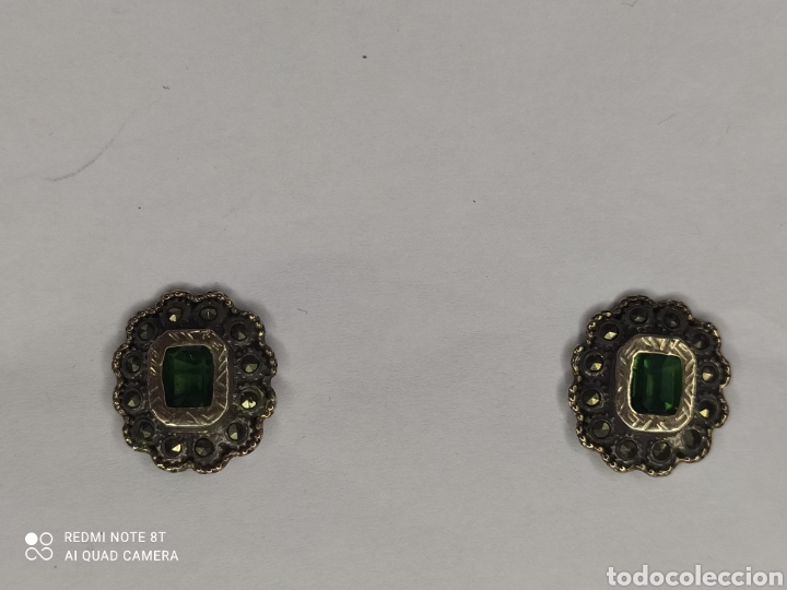 Joyeria: Pendientes de plata marquesitas y piedras verdes - Foto 2