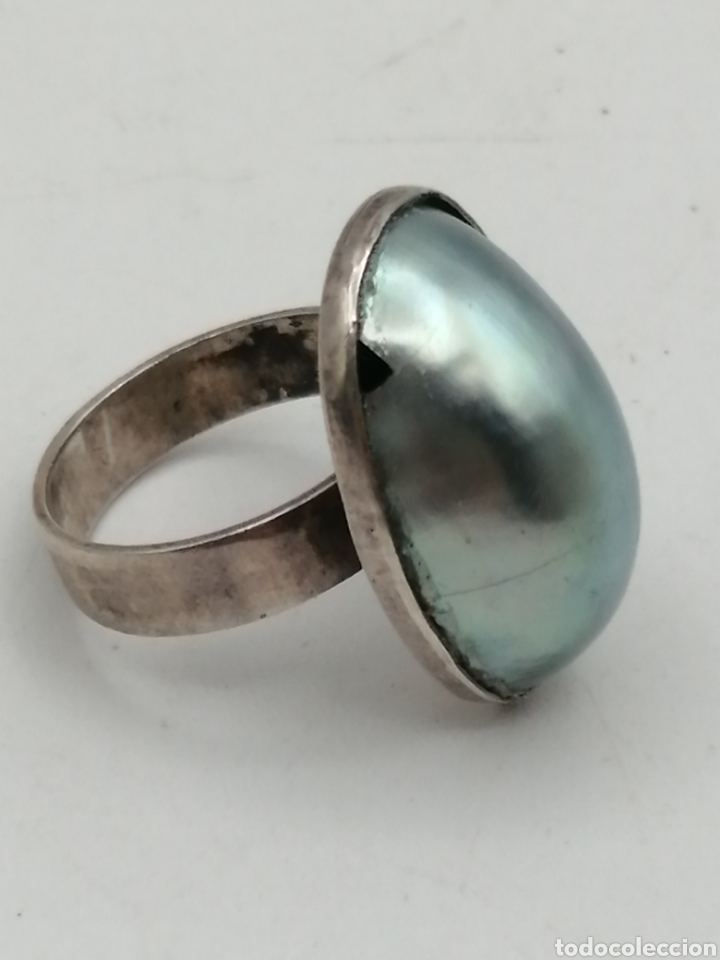 Joyeria: Antiguo anillo plata y perla de Tahiti - Foto 2